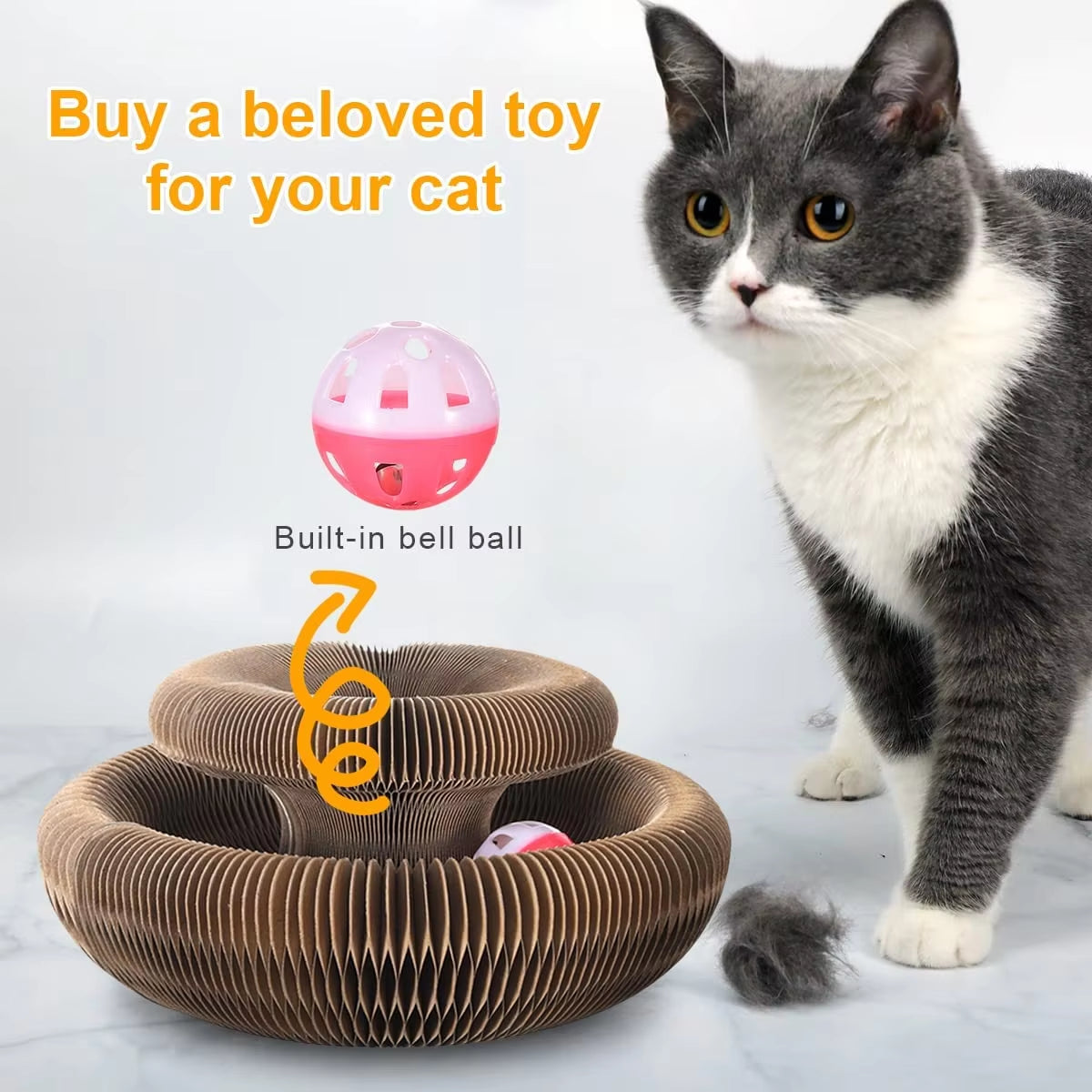 Magic Cat Scratcher Toy – 2-in-1 Corrugated Round Scratch Board & Interactive Play Station