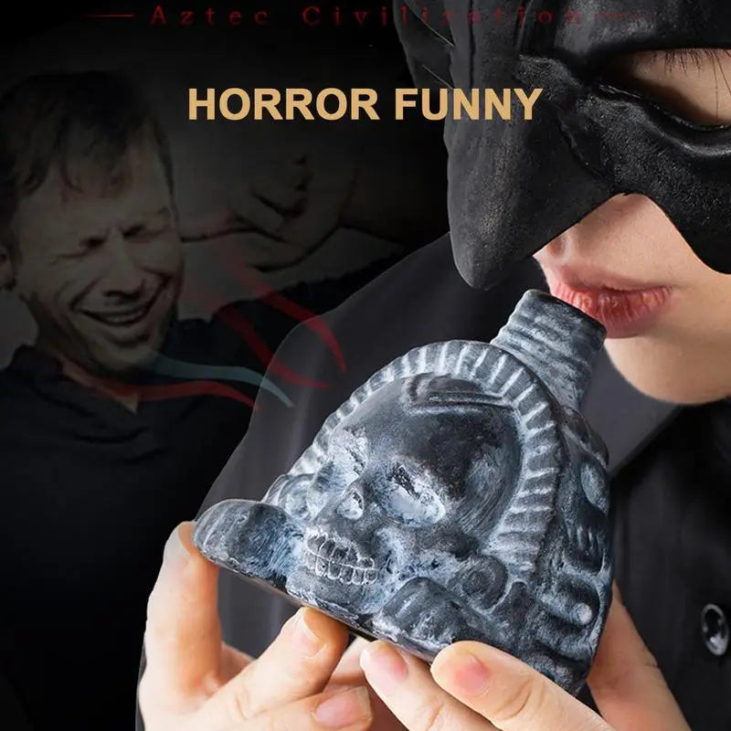 Authentic Aztec Skull Head Whistle - Experience Realistic Human Screams with this Unique Death Whistle Toy